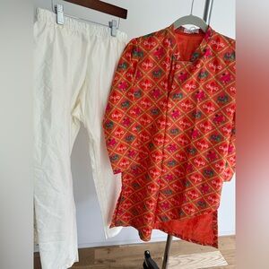 Patola Printed Orange Ethnic Kurta And Churidar